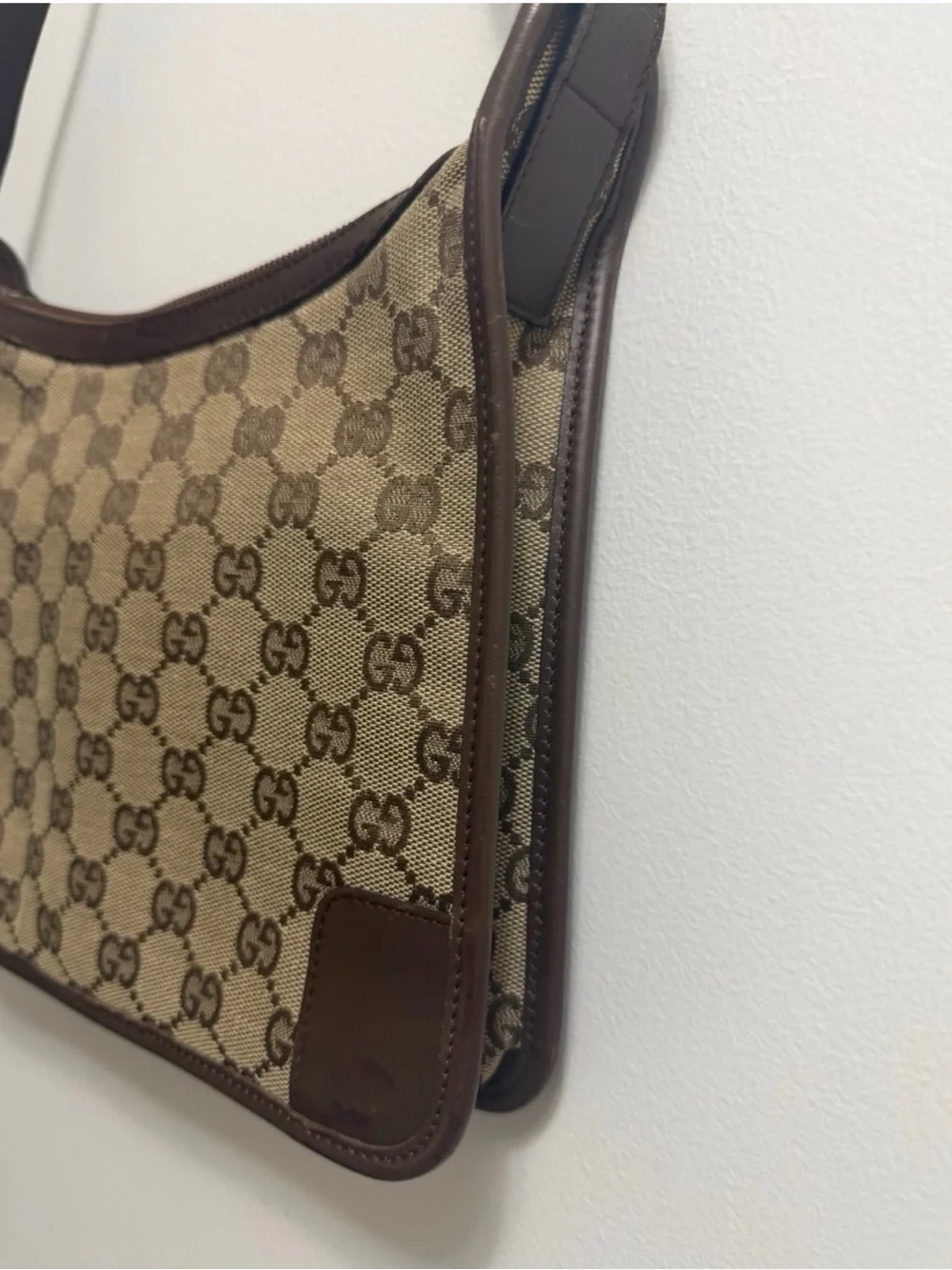 Gucci Tan and Brown GG Monogram Shoulder Bag EUC